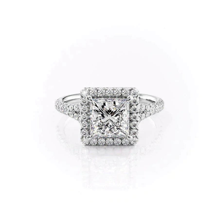 The Miley Set  With A 5 Carat Princess 18K White Gold Moissanite