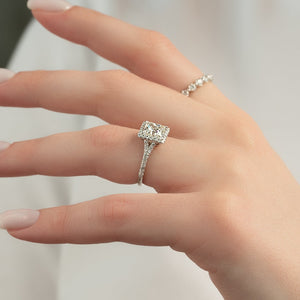 The Miley Set With A 1 Carat Princess 14K White Gold Lab Diamond