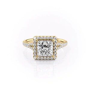 The Miley Set With A 1 Carat Princess 14K Yellow Gold Lab Diamond