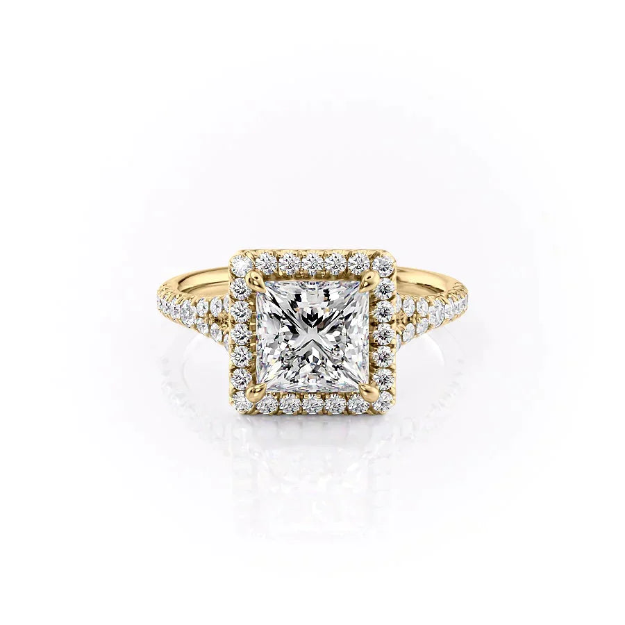 The Miley Set With A 2 Carat Princess 18K Yellow Gold Lab Diamond