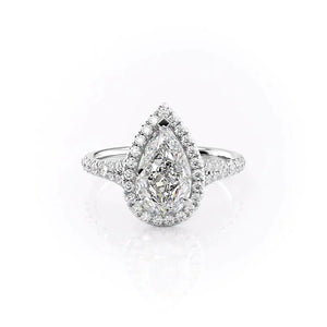 The Miley Set With A 1 Carat Pear 14K White Gold Lab Diamond