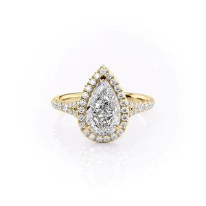 The Miley Set With A 1 Carat Pear 18K Yellow Gold Lab Diamond