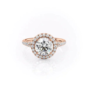 The Miley Set With A 1 Carat Round 14K Rose Gold Lab Diamond