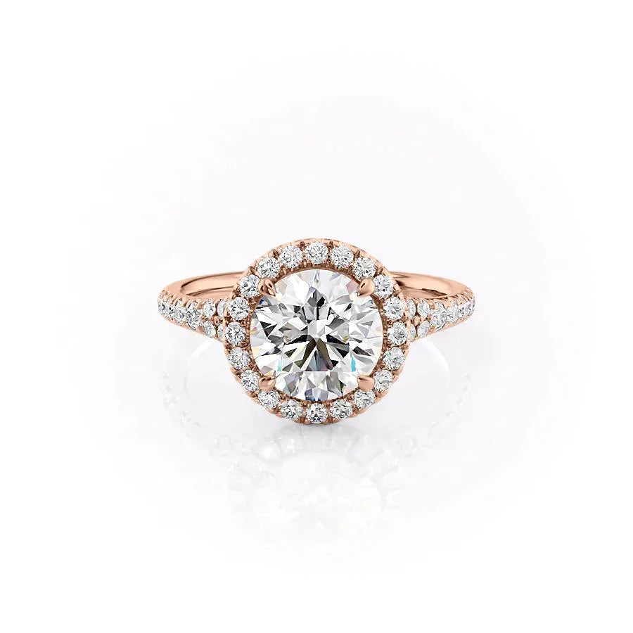 The Miley Set With A 2.5 Carat Round 14K Rose Gold Lab Diamond