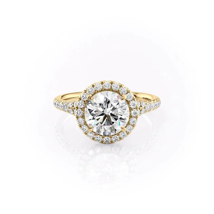 The Miley Set  With A 4.5 Carat Round 14K Yellow Gold Moissanite