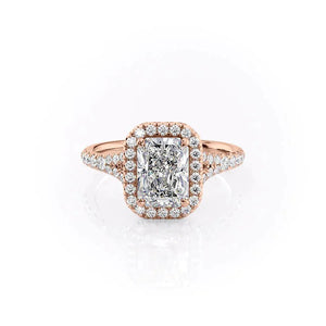 The Miley Set With A 3 Carat Radiant 18K Rose Gold Lab Diamond