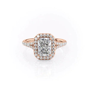 The Miley Set  With A 4.5 Carat Radiant 14K Rose Gold Moissanite