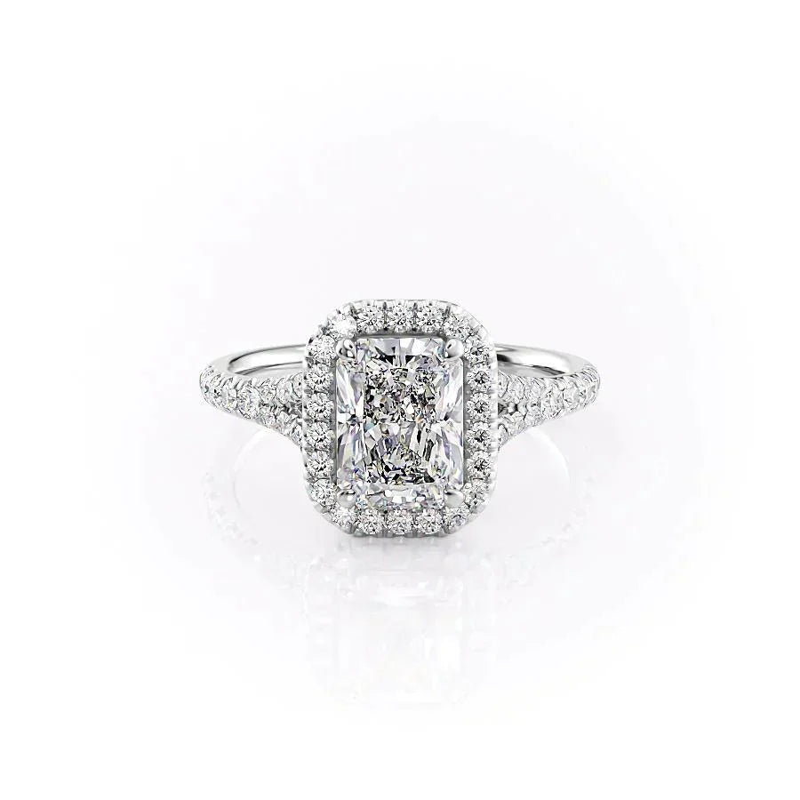 The Miley Set With A 2 Carat Radiant 14K White Gold Lab Diamond