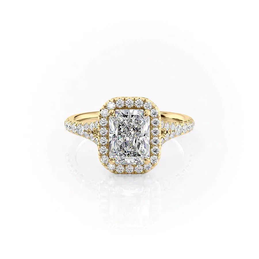 The Miley Set With A 3 Carat Radiant 18K Yellow Gold Lab Diamond