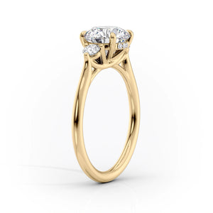 The Lia Set With A 3 Carat Round 18K Yellow Gold Lab Diamond
