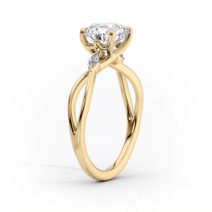The Kelsey Set With A 2 Carat E. Cushion 14K Yellow Gold Lab Diamond
