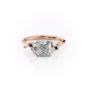 The Melissa Set With A 2.5 Carat Cushion 14K Rose Gold Lab Diamond