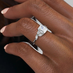 The Melissa Set With A 2 Carat Cushion 18K White Gold Lab Diamond
