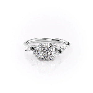 The Melissa Set  With A 3 Carat Cushion 18K White Gold Moissanite