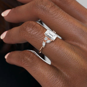 The Melissa Set  With A 2 Carat Emerald 14K Rose Gold Moissanite