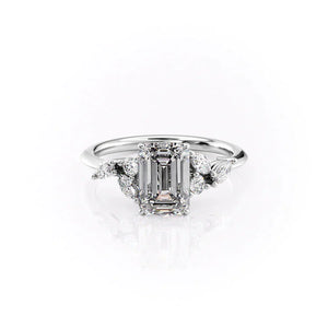 The Melissa Set  With A 2.5 Carat Emerald 18K White Gold Moissanite