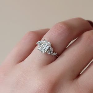 The Melissa Set  With A 3 Carat Emerald 14K White Gold Moissanite