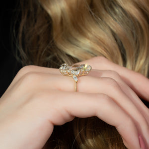 The Melissa Set With A 1.5 Carat Marquise 18K Yellow Gold Lab Diamond