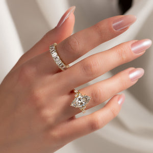 The Melissa Set With A 1.5 Carat Marquise 18K Yellow Gold Lab Diamond