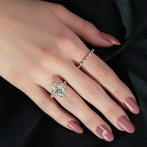 The Melissa Set  With A 3 Carat Marquise 18K Yellow Gold Moissanite