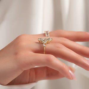 The Melissa Set  With A 3 Carat Marquise 18K Yellow Gold Moissanite