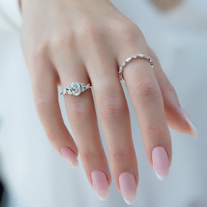 The Melissa Set  With A 3 Carat Oval 14K White Gold Moissanite