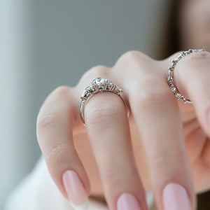 The Melissa Set  With A 3 Carat Oval 14K White Gold Moissanite