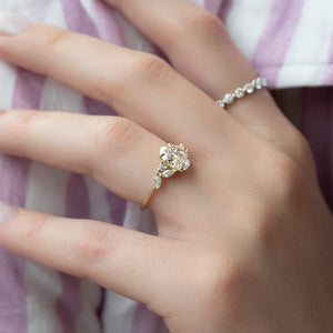The Melissa Set  With A 3 Carat Oval 18K Yellow Gold Moissanite