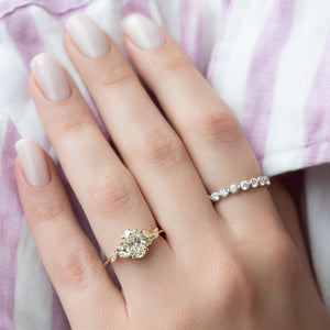 The Melissa Set  With A 3 Carat Oval 18K Yellow Gold Moissanite