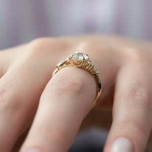 The Melissa Set  With A 3 Carat Oval 18K Yellow Gold Moissanite