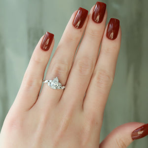 The Melissa Set  With A 5 Carat Pear 18K White Gold Moissanite
