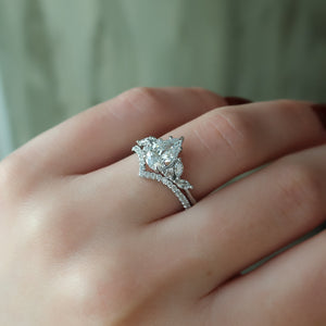 The Melissa Set  With A 5 Carat Pear 18K White Gold Moissanite