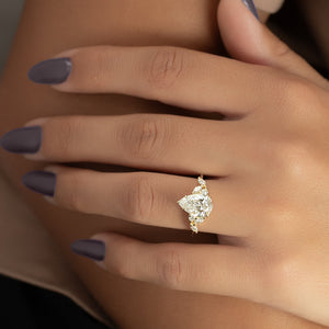 The Melissa Set  With A 2 Carat Pear 18K Yellow Gold Moissanite