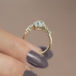 The Melissa Set  With A 2 Carat Pear 18K Yellow Gold Moissanite