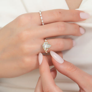 The Melissa Set  With A 2 Carat Pear 18K Yellow Gold Moissanite