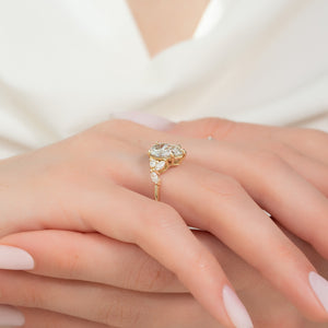 The Melissa Set  With A 2 Carat Pear 18K Yellow Gold Moissanite