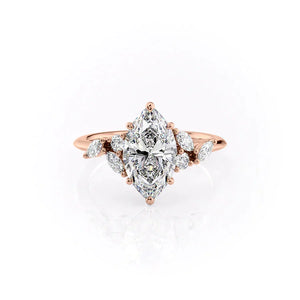 The Melissa Set With A 2 Carat Marquise 14K Rose Gold Lab Diamond