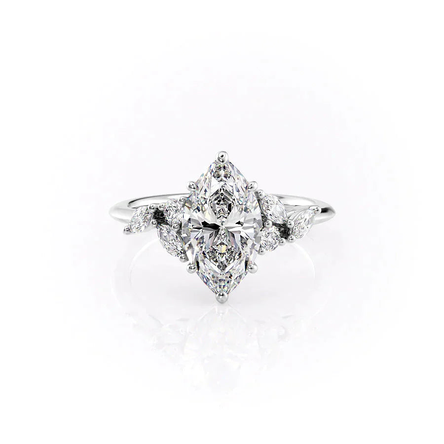 The Melissa Set With A 1 Carat Marquise 18K White Gold Lab Diamond