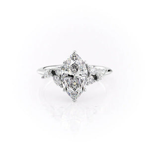 The Melissa Set  With A 2.5 Carat Marquise 14K White Gold Moissanite