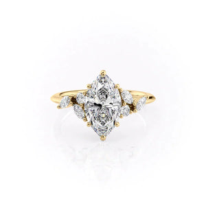 The Melissa Set With A 1 Carat Marquise 18K Yellow Gold Lab Diamond