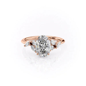 The Melissa Set With A 1.5 Carat Oval 14K Rose Gold Lab Diamond