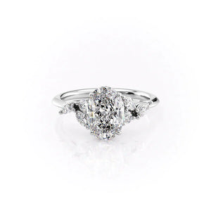 The Melissa Set  With A 3 Carat Oval 18K White Gold Moissanite