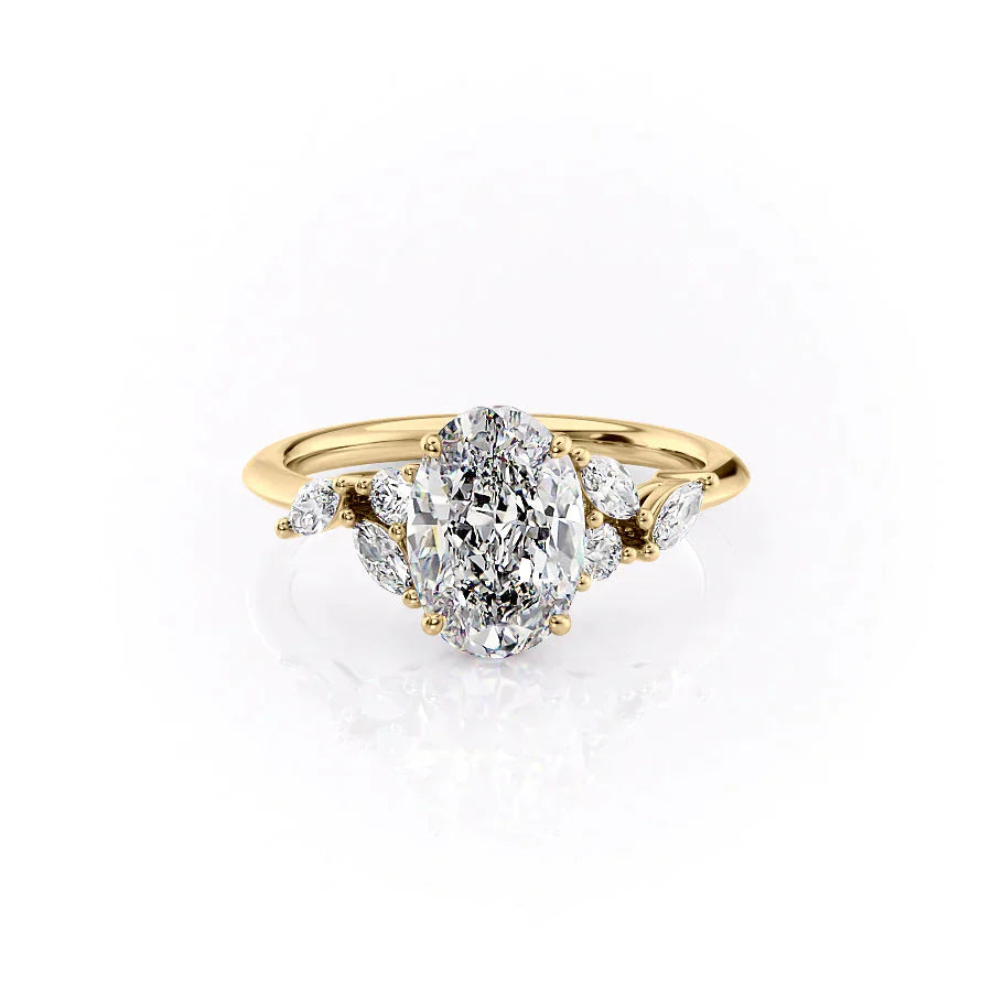 The Melissa Set With A 1 Carat Oval 18K Yellow Gold Lab Diamond