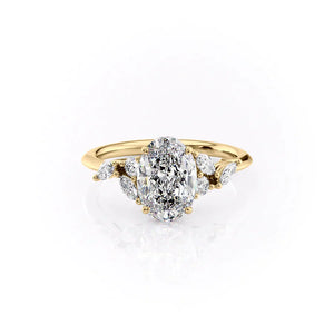 The Melissa Set  With A 1 Carat Oval 18K Yellow Gold Moissanite