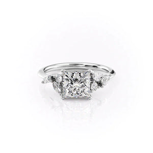 The Melissa Set  With A 3 Carat Princess 14K White Gold Moissanite