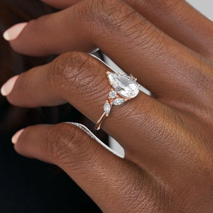 The Melissa Set  With A 5 Carat Pear 14K Rose Gold Moissanite