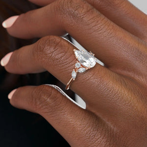 The Melissa Set  With A 2 Carat Pear 14K Rose Gold Moissanite