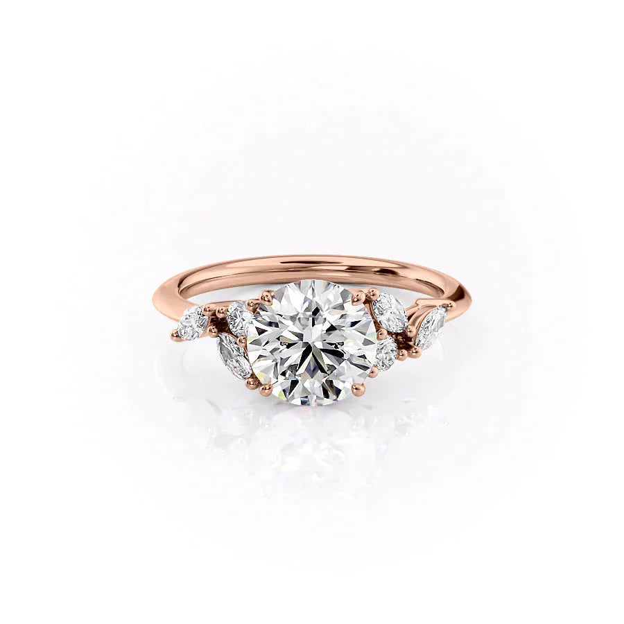 The Melissa Set With A 1.5 Carat Round 14K Rose Gold Lab Diamond