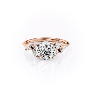 The Melissa Set With A 2.5 Carat Round 14K Rose Gold Lab Diamond