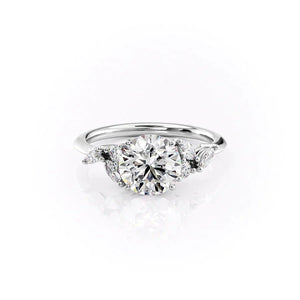 The Melissa Set  With A 4 Carat Round 18K White Gold Moissanite